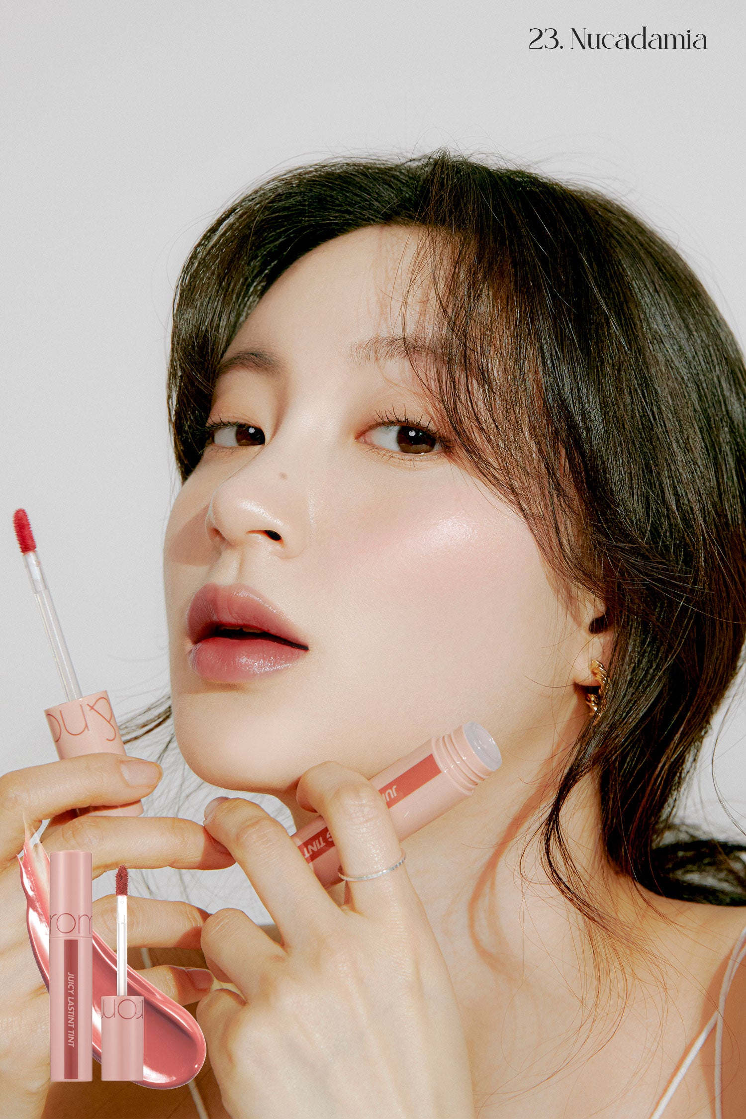 rom&nd, romand, juicy lasting, juicy lasting tint, glossy lip tint, pomelo skin, nucadamia, peeling andoo, bare grape